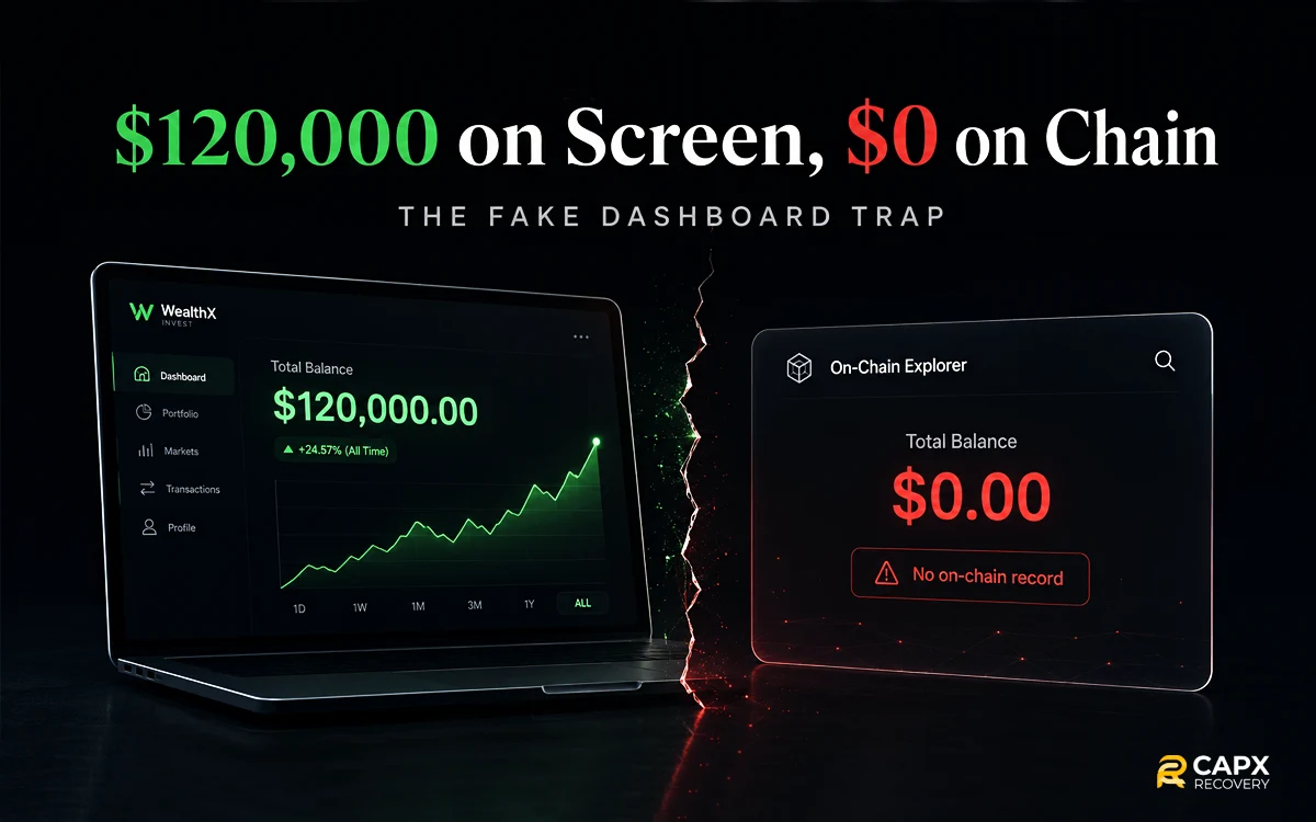 $120,000 on Screen, $0 on Chain: The Fake Dashboard Trap